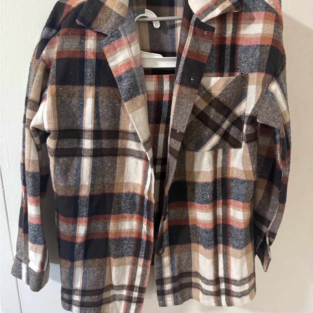 Plaid Button-Up Jacket and skirt set
